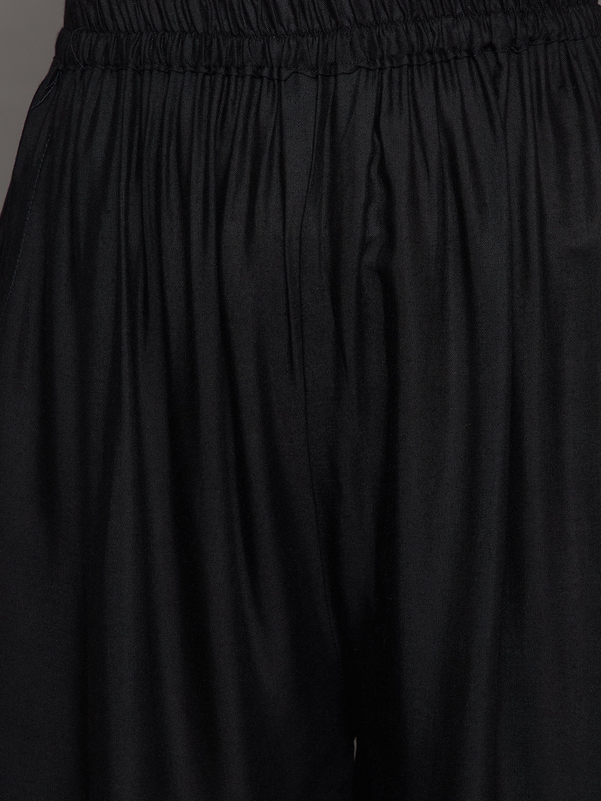 Black Plain Rayon Palazzo