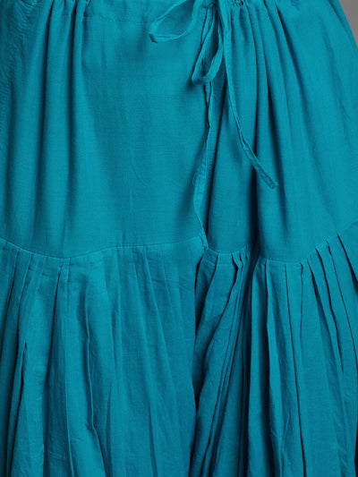 Rama Green Cotton Plain Patiala with Dupatta