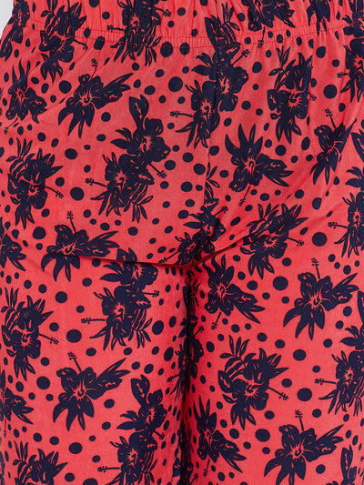Peach Polka Floral Printed Palazzo