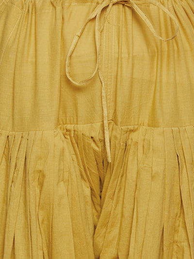 Mustard Cotton Plain Patiala with Dupatta