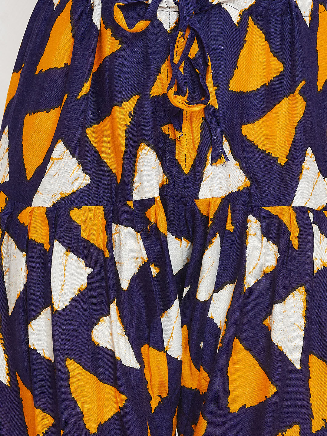 Orange & Navy Blue Geometrical Print Rayon Patiala with Dupatta