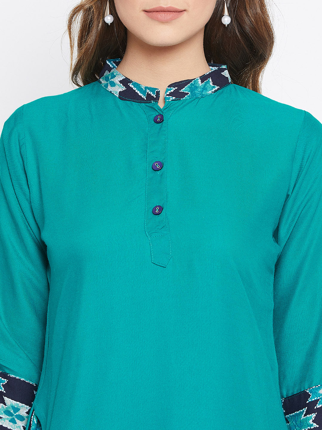 Rama Green Aztec Print Dhoti Set