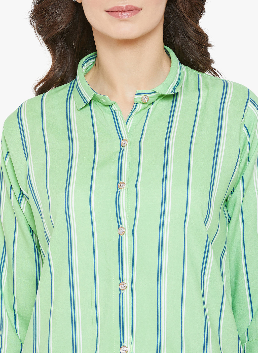 Green Stripes Printed Shirt