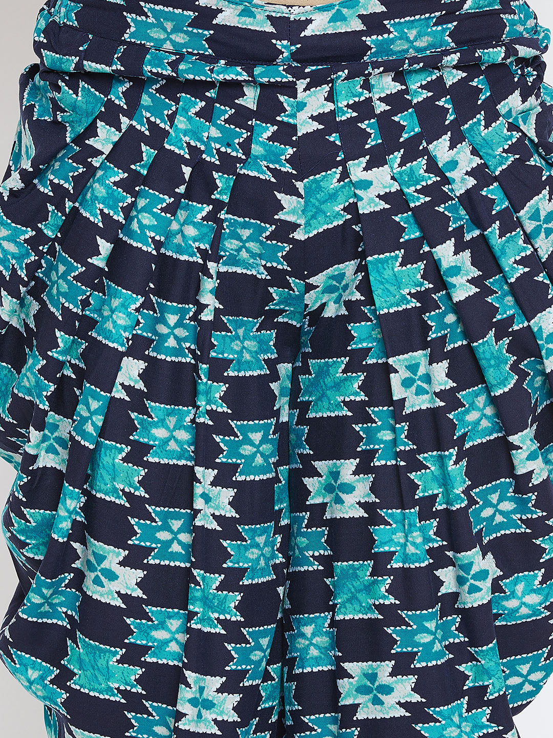 Rama Green Aztec Print Dhoti Set