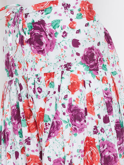 Floral Print Patiala with Purple Kurti Set