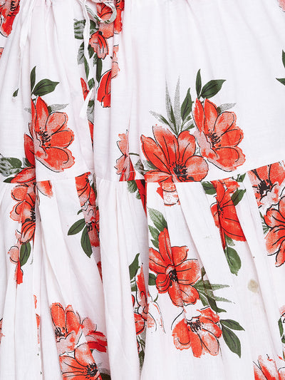 Floral Patiala with Peach Kurti Set