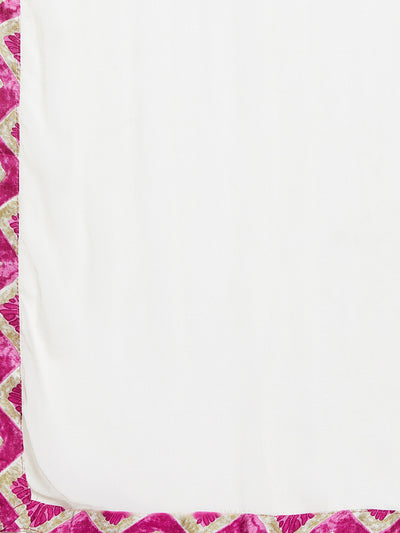 Pink and Navy Blue Chevron Printed Rayon Patiala with Dupatta