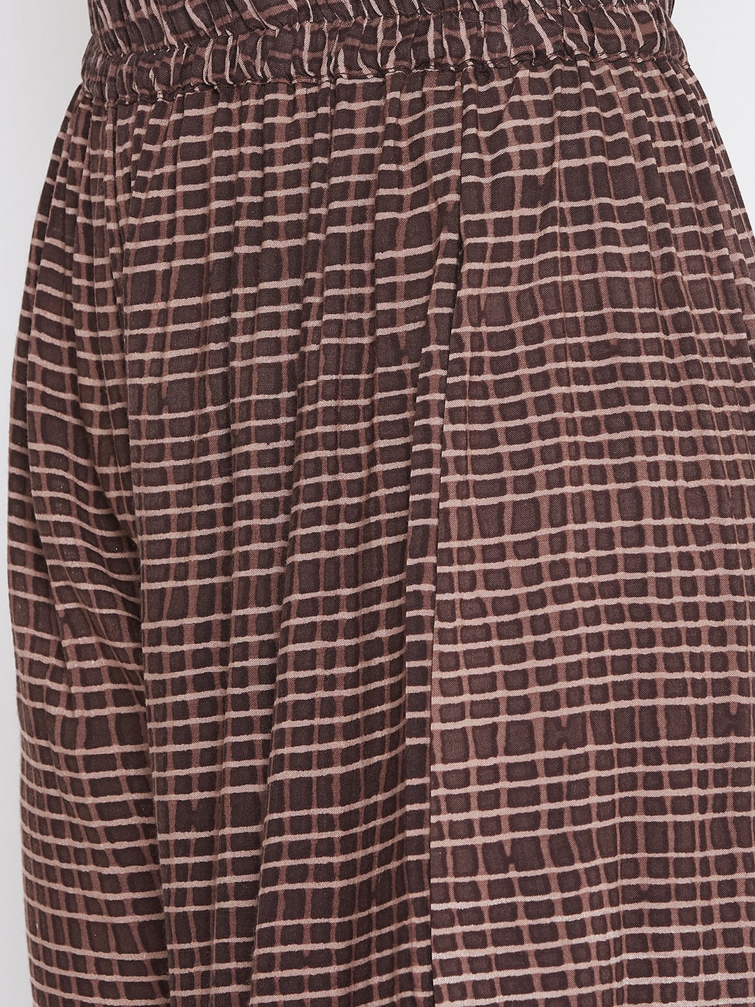 Rose Printed brown and White Kurti with Palazzo