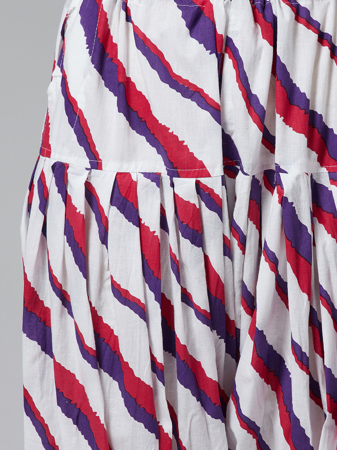 Regimental Stripes Patiala with Red Kurti Set