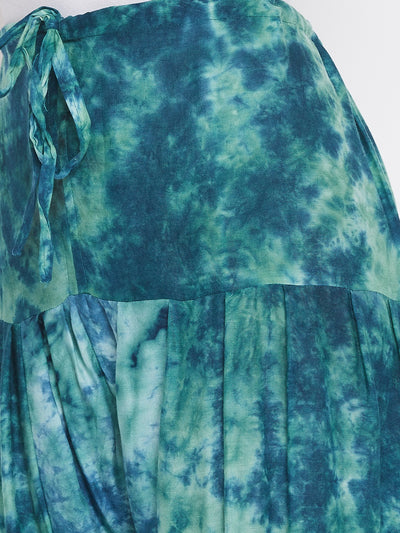 Tie & Dye Print Patiala with Blue Kurti Set