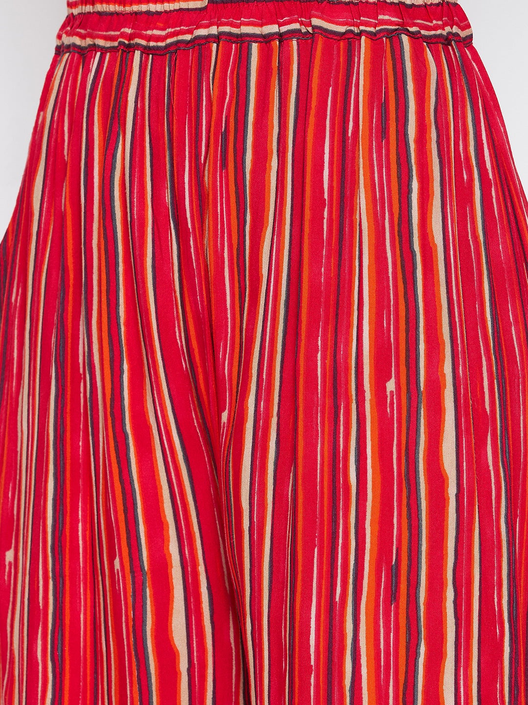 Floral Printed White and Red Kurti with Palazzo