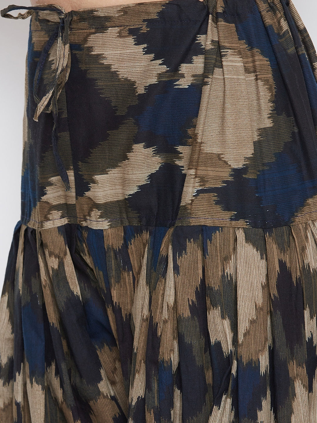 Ikat Print Patiala with Tan Brown Kurti Set