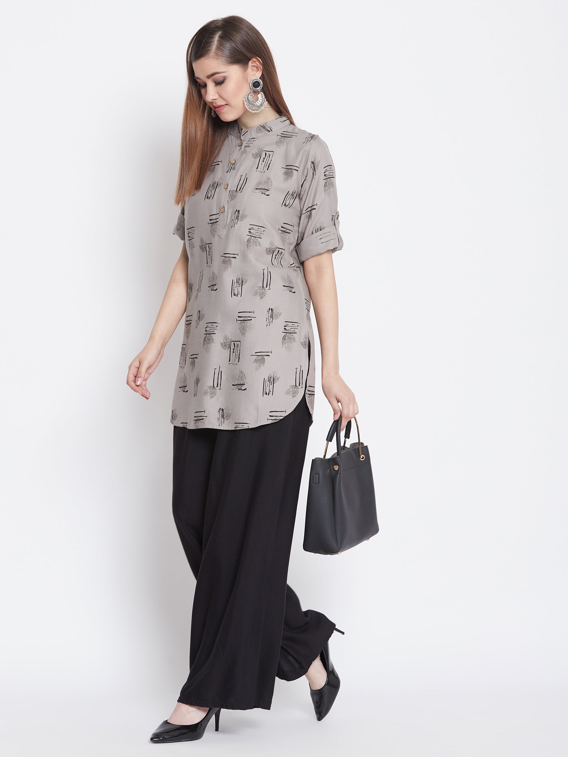 Noblegrey Printed Short Kurti