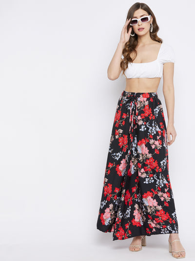 Red Peach Blossom Skirt Free Size Black