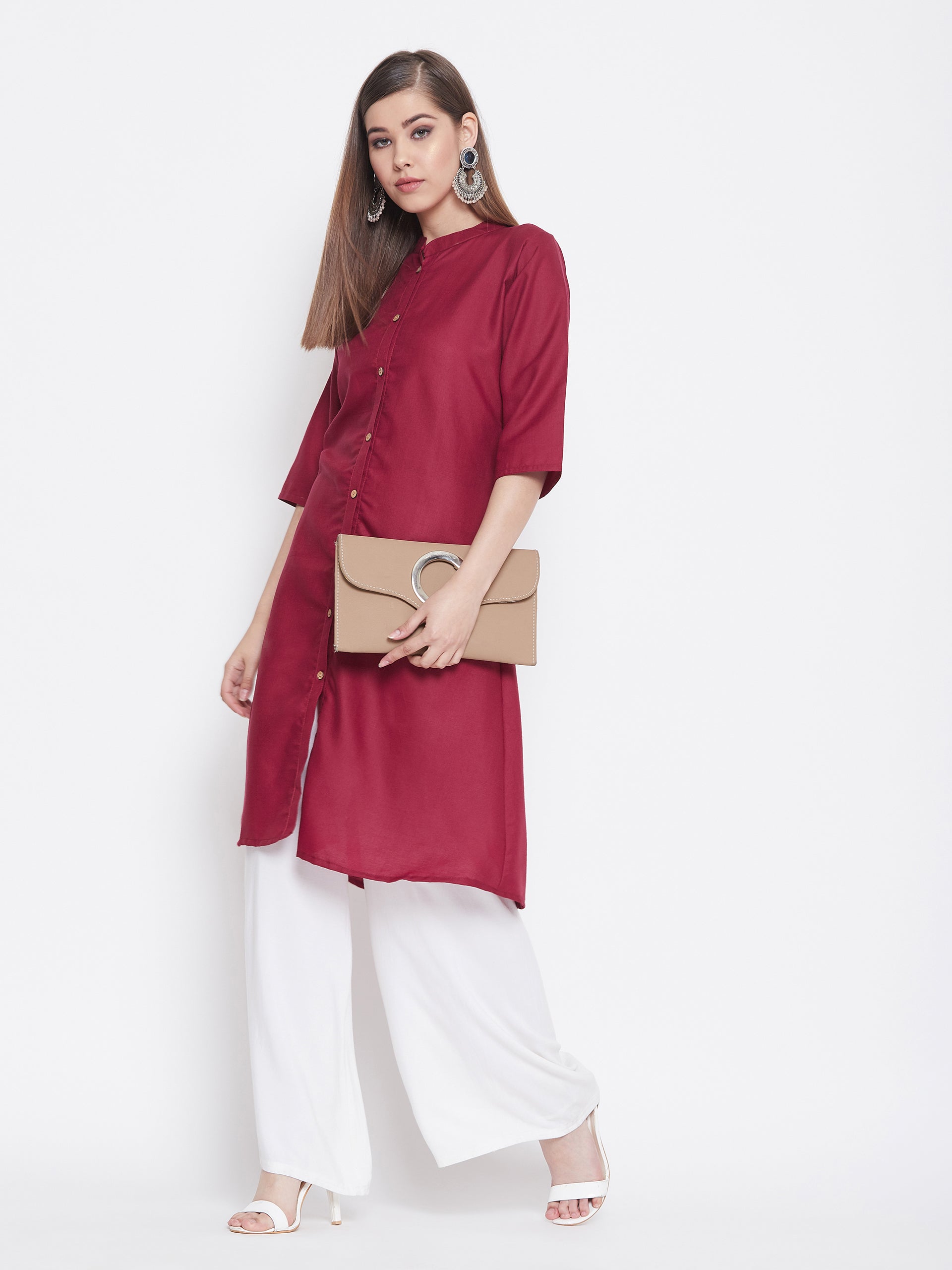 Maroon Solid Color Kurti