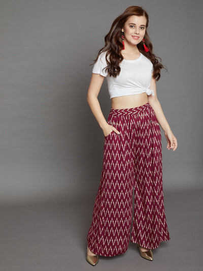 Maroon Chevron Printed Palazzo
