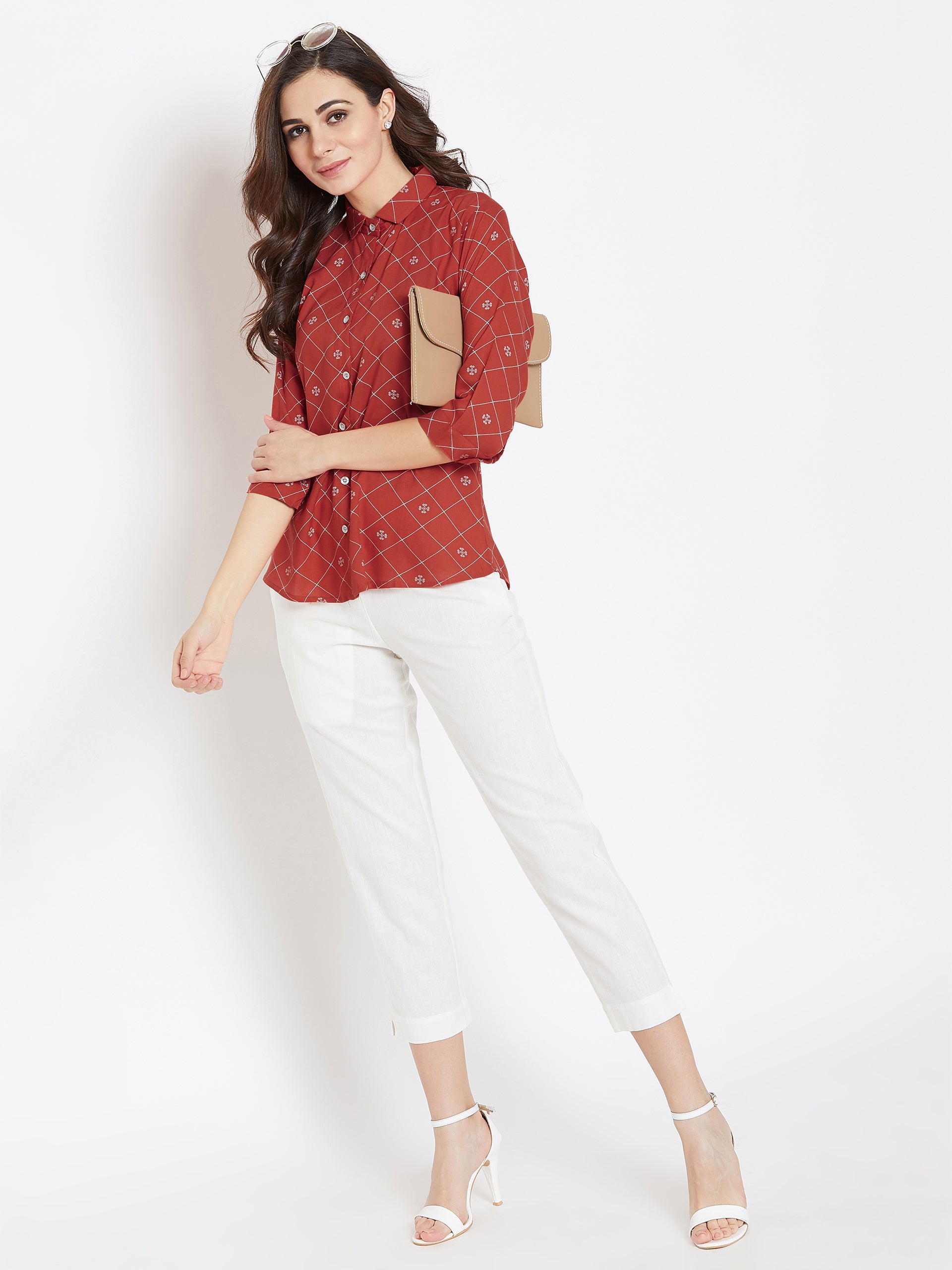 Red Geometric Printed Shirt