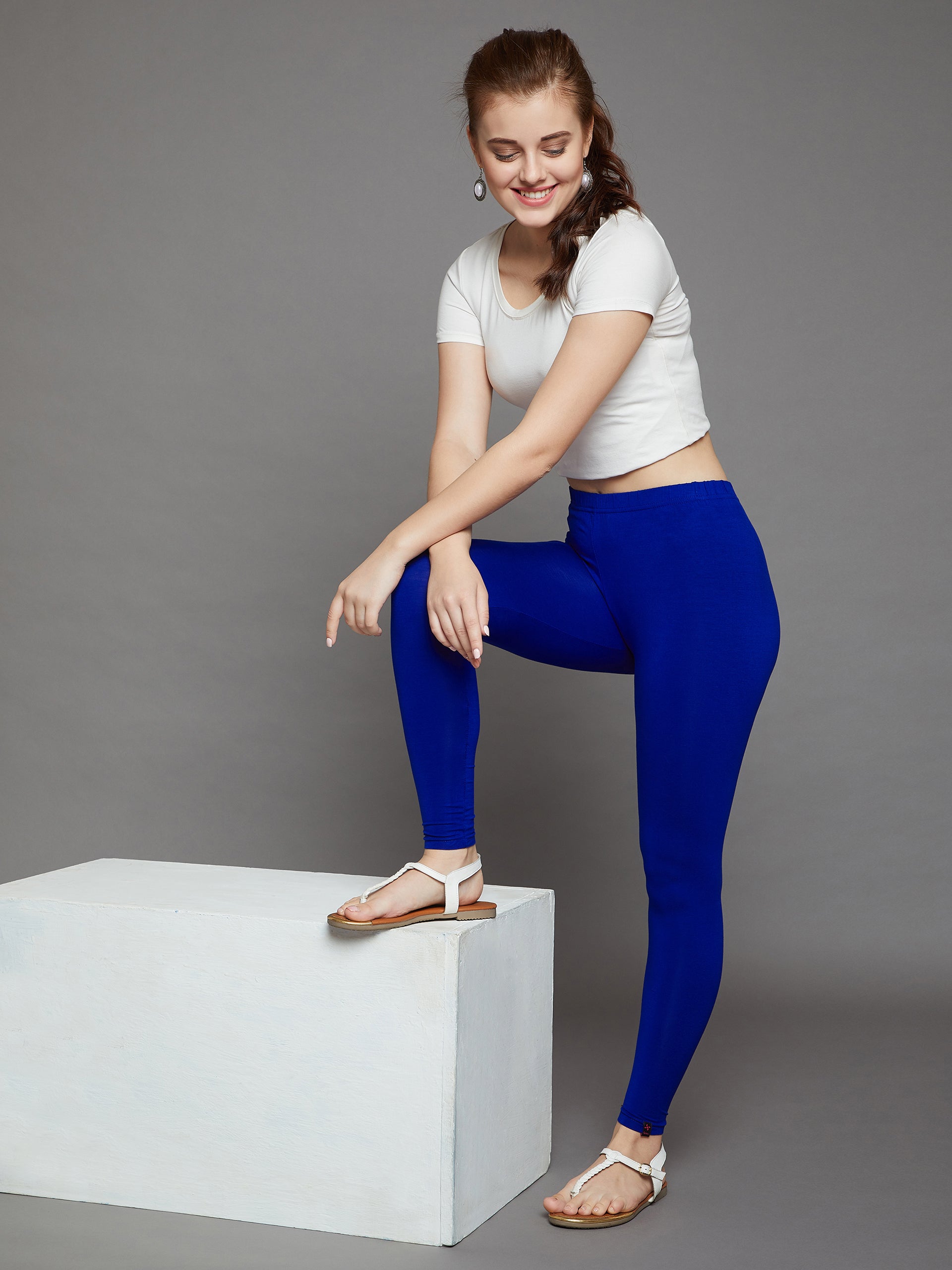 Royal Blue Viscose Ankle Legging