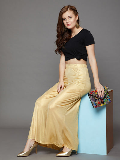 Light Gold Shimmer Palazzo Free Size