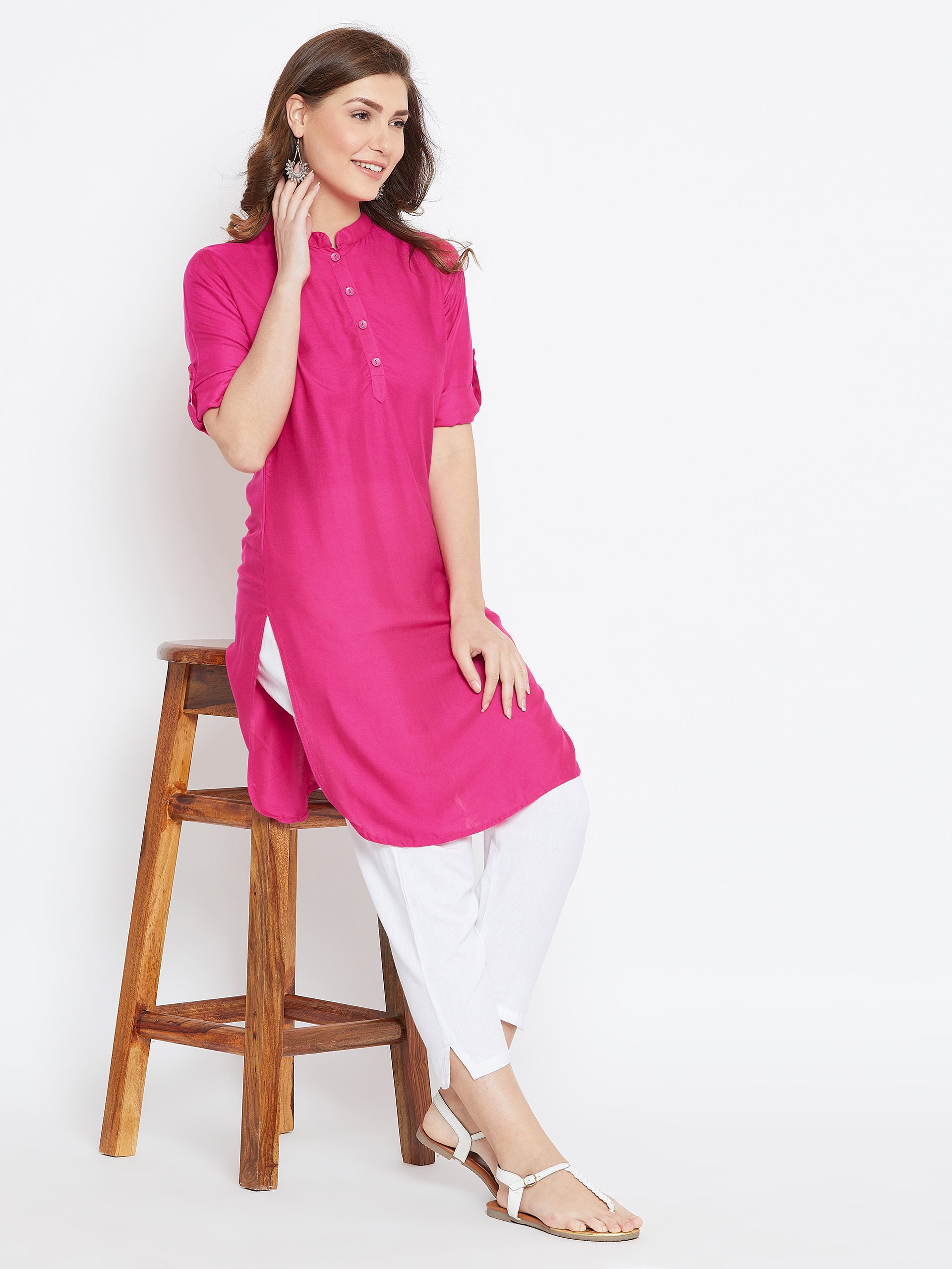 Pink Solid Color Kurti