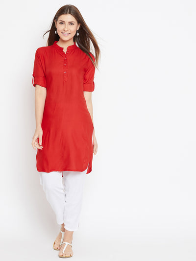 Red Solid Color Kurti M 36"