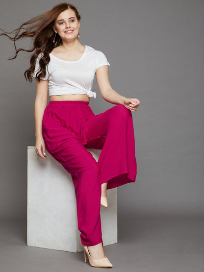 Rani Pink Plain Rayon Palazzo