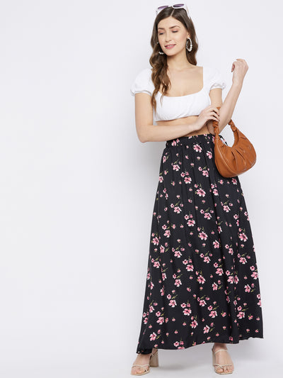 Cherry Blossom Floral Skirt Free Size