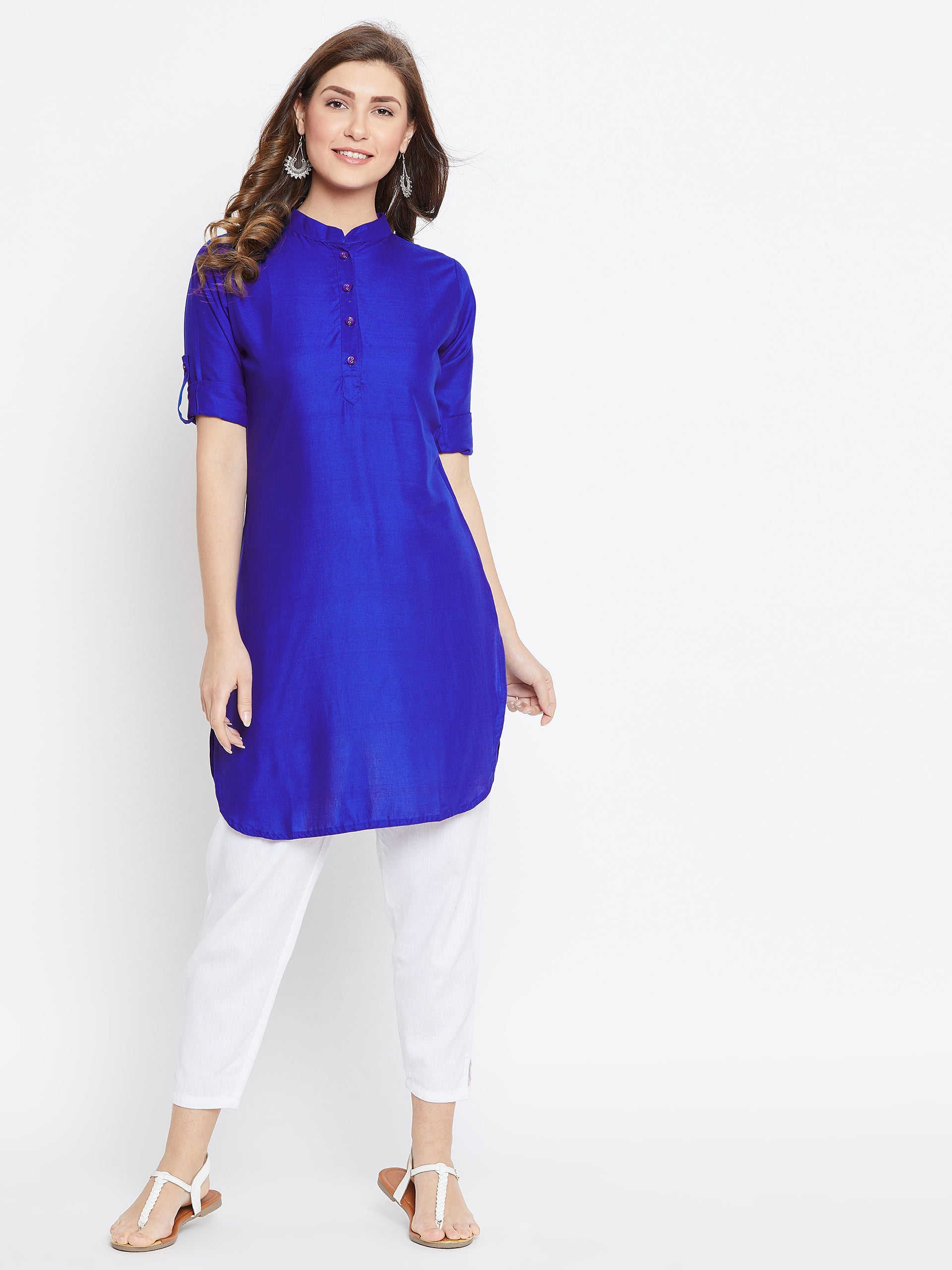 Royal Blue Solid Color Kurti