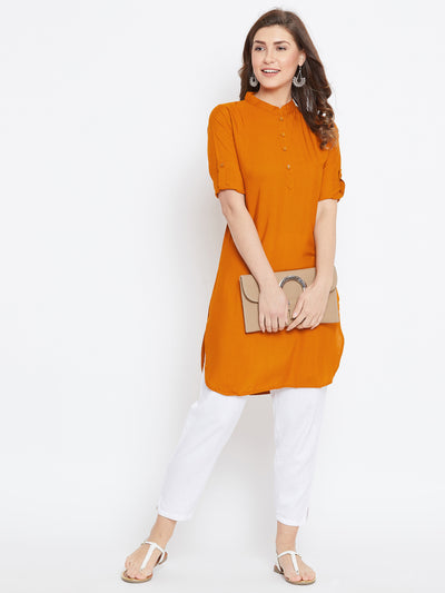 Orange Solid Color Kurti
