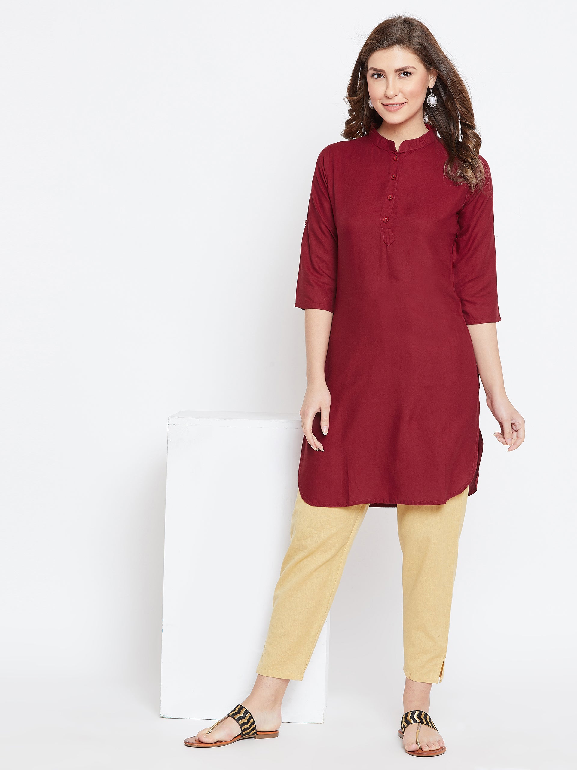 Maroon Solid Color Kurti