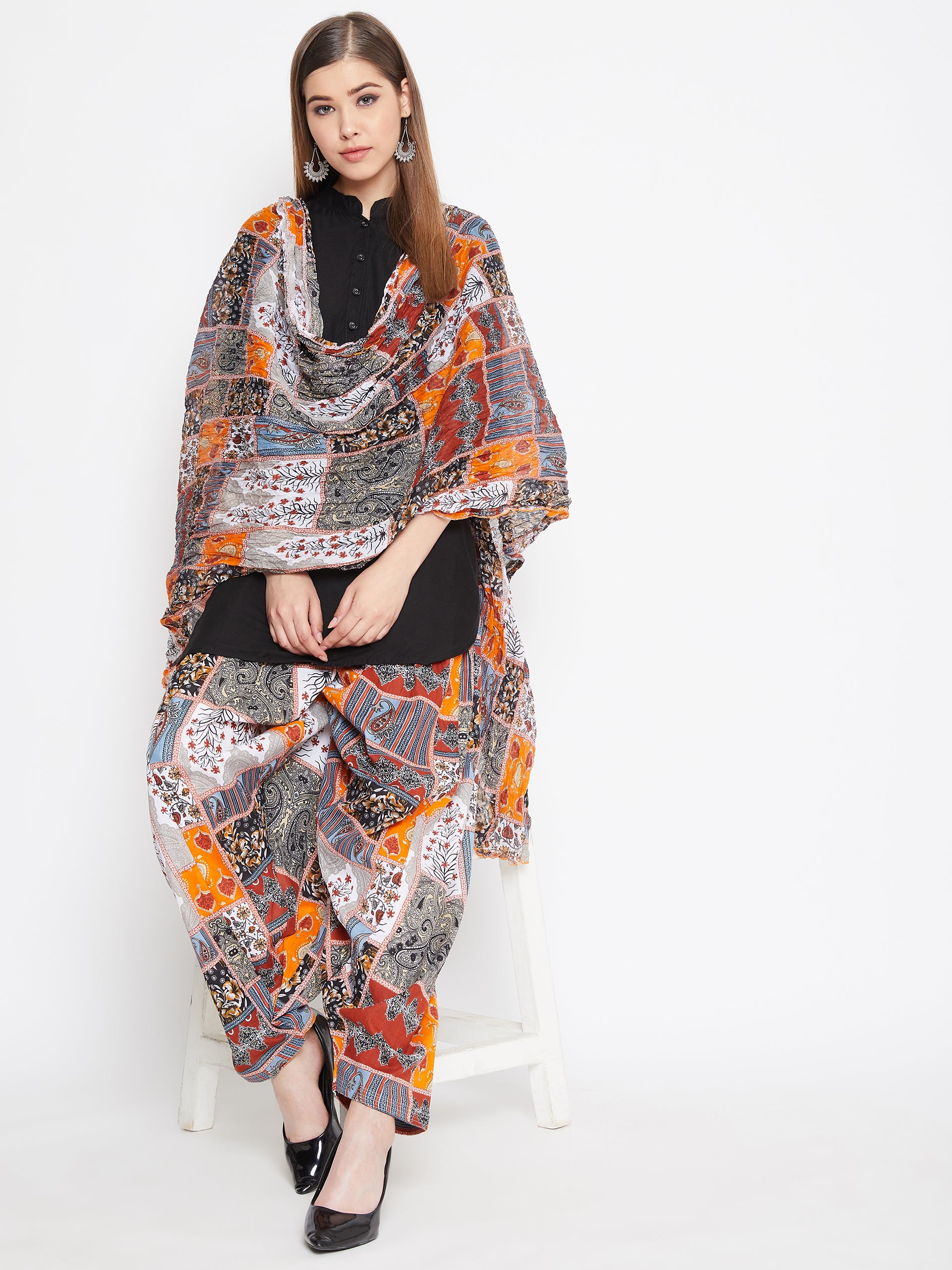 Patch work Printed Cotton Patiala with Dupatta